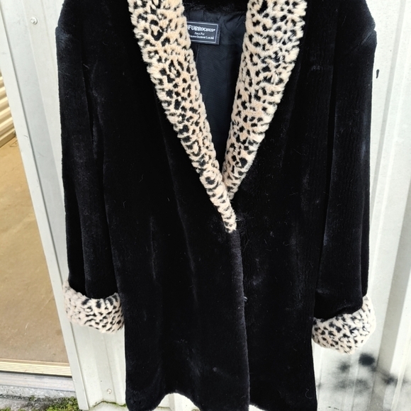 NEW FAUX FUR COAT WITH LEOPARD ANIMAL PRINT SIZE MEDIUM - Picture 13 of 13